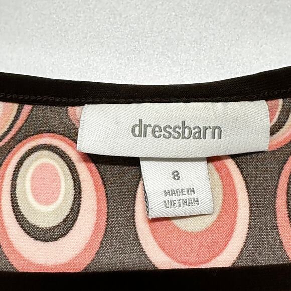 Y2K 2000s Dressbarn Dress Womens Size 8 Brown Pink Sleeveless Belted Polka Dots - Picture 6 of 6